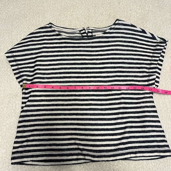 Alice + Olivia Blue and White Striped Terry Tee- Small - Picture 3 of 7